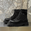 MEN'S VINTAGE LACE-UP BLACK LEATHER BOOTS MUA1533G5I