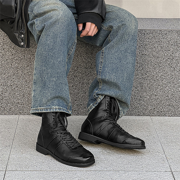 MEN'S CASUAL FASHION STITCHING LACE-UP BOOTS 40831044S