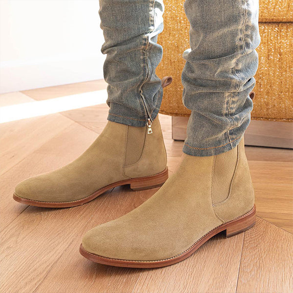 MEN'S RETRO ROUND TOE NUBUCK CHELSEA BOOTS 09368102S