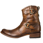 MEN'S RETRO BUCKLE LEATHER BOOTS 58372334YL