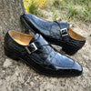 MEN'S LUXURIOUS BLACK CROC-PRINT LEATHER DRESS SHOES MUA2210E9I