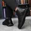 MEN'S BLACK STYLISH LACE-UP LEATHER BOOTS MUA1056G5I