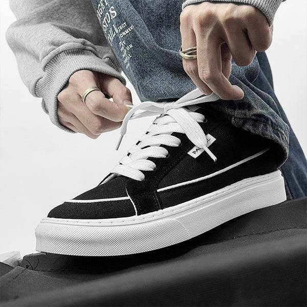 MEN'S CASUAL CONTRAST COLOR LACE-UP CANVAS SHOES 49528766S