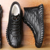 MEN'S BLACK STYLISH LACE-UP LEATHER BOOTS MUA1056G5I