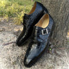 MEN'S LUXURIOUS BLACK CROC-PRINT LEATHER DRESS SHOES MUA2210E9I