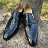 MEN'S LUXURIOUS BLACK CROC-PRINT LEATHER DRESS SHOES MUA2210E9I