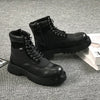 MEN'S VINTAGE LACE-UP BLACK LEATHER BOOTS MUA1533G5I