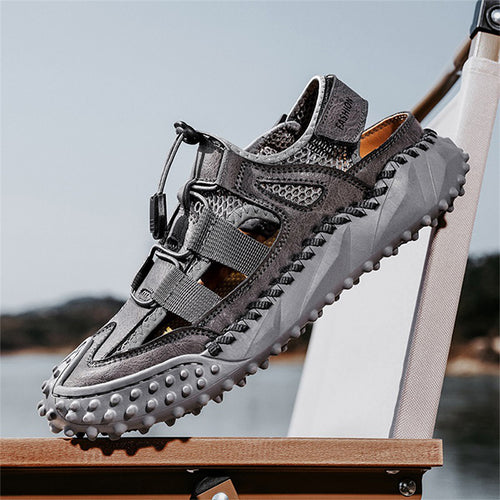 MEN'S OUTDOOR-RUGGED LEATHER TRAIL SHOES WITH SUPERIOR GRIP MUA2016F4I