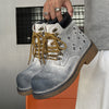 MEN'S EDGY VINTAGE LEATHER BOOTS WITH UNIQUE TEXTURE MUA1617F7I