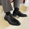 MEN'S POLISHED BLACK LEATHER DRESS SHOES MUA2375E0I