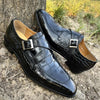 MEN'S LUXURIOUS BLACK CROC-PRINT LEATHER DRESS SHOES MUA2210E9I