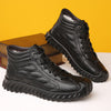 MEN'S BLACK STYLISH LACE-UP LEATHER BOOTS MUA1056G5I