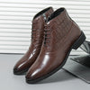 MEN'S ELEGANT LEATHER ANKLE BOOTS WITH CHIC CROCODILE TEXTURE MUA1512G9I