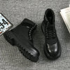 MEN'S VINTAGE LACE-UP BLACK LEATHER BOOTS MUA1533G5I