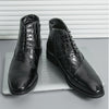 MEN'S ELEGANT LEATHER ANKLE BOOTS WITH CHIC CROCODILE TEXTURE MUA1512G9I