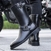 MEN'S SIMPLE BLACK SIDE ZIPPER BIKER BOOTS MUA0530G1I