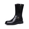 MEN'S SIMPLE BLACK SIDE ZIPPER BIKER BOOTS MUA0530G1I
