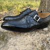 MEN'S LUXURIOUS BLACK CROC-PRINT LEATHER DRESS SHOES MUA2210E9I