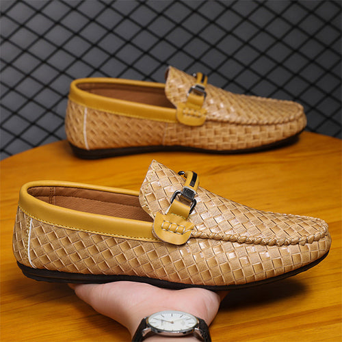 MEN'S UNIQUE WOVEN LEATHER LOAFERS MUA0977G2I