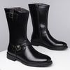 MEN'S SIMPLE BLACK SIDE ZIPPER BIKER BOOTS MUA0530G1I