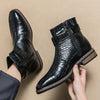 MEN'S RETRO CROCODILE-EMBOSSED LEATHER ANKLE BOOTS MUA1821G4I