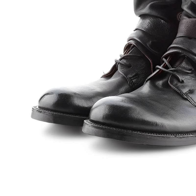 MEN'S CASUAL BELT BUCKLE LACE UP MOTORCYCLE BOOTS 65130346S