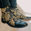 MEN'S RETRO DRAGONFLY FLOWER LACE UP BOOTS 83691849S