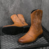 MEN'S RETRO EMBROIDERED SQUARE TOE WESTERN BOOTS 38257562S