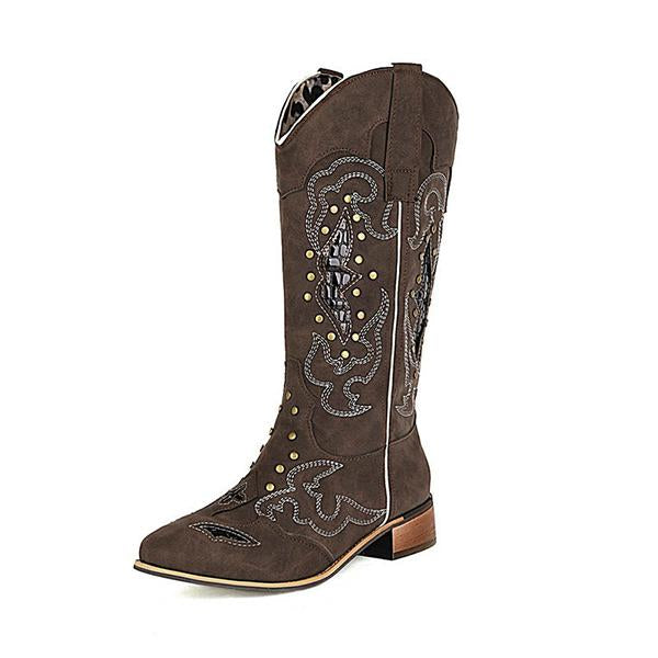 MEN'S MID LENGTH RETRO EMBROIDERED COWBOY BOOTS 75035467YL