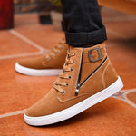 MEN'S BELT BUCKLE LACE-UP HIGH-TOP CASUAL SHOES 42210186S