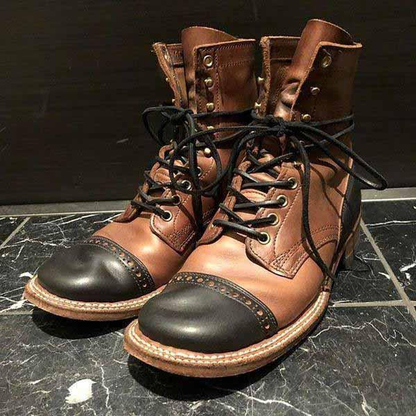 MEN'S COLOR BLOCKED CASUAL LACE UP BOOTS 84161824YL