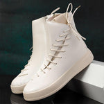 MEN'S CASUAL SHINY HIGH-TOP THICK-SOLED LACE-UP BOOTS 98144821S