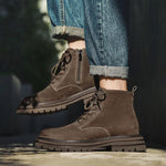 MEN'S THICK SOLE CASUAL LACE-UP WORKER STYLE BOOTS 27138749S