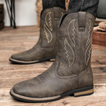 MEN'S SQUARE TOE SIDE ZIPPER RETRO WESTERN EMBROIDERY BOOTS 90513558YL