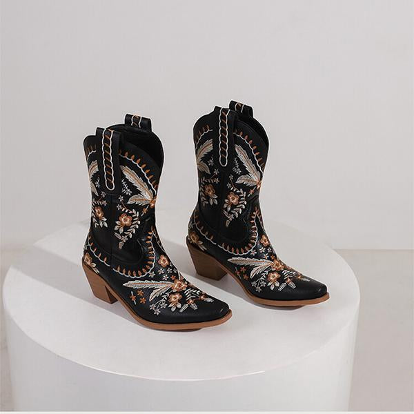 MEN'S POINTED RETRO EMBROIDERED BOOTS 14016538YL