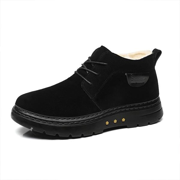 MEN'S CASUAL HIGH-TOP THICK-SOLED LACE-UP COTTON SHOES 28011081S