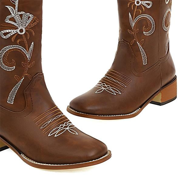 MEN'S SQUARE EMBROIDERED COWBOY BOOTS 73402939YL