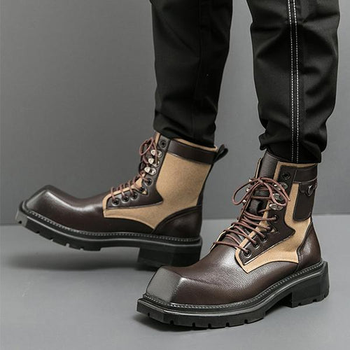 MEN'S STYLISH SQUARE TOE STREET MOTORCYCLE BOOTS 49609098S