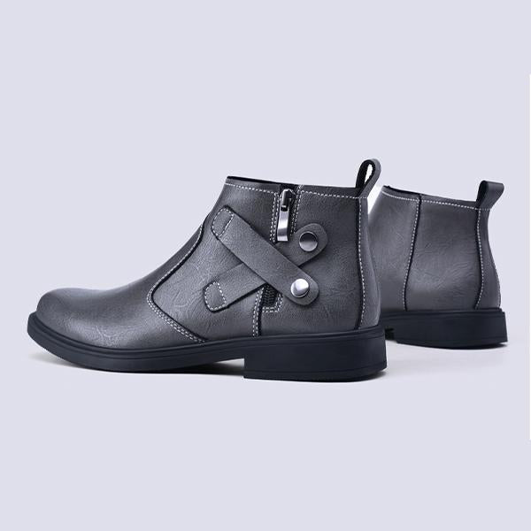 MEN'S RETRO PERSONALIZED ZIPPER BUCKLE DESIGN SHORT BOOTS 65806167YL