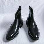 MEN'S RETRO SIDE ZIPPER POINTED LEATHER BOOTS 66084987YL