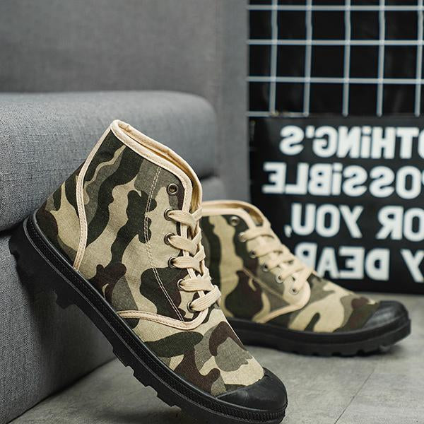 MEN'S CASUAL HIGH TOP LACE-UP CAMOUFLAGE CANVAS BOOTS 05293539S