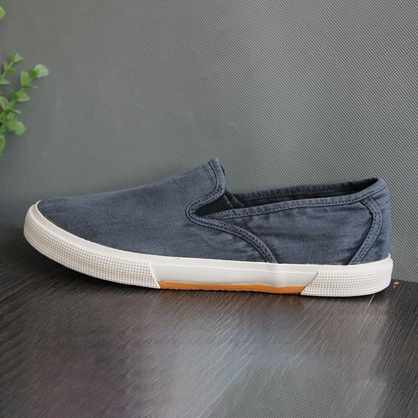 MEN'S DISTRESSED SLIP-ON WASHED CANVAS DECK SHOES 00108473S