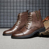 MEN'S RETRO SIDE ZIPPER DECORATED LACE-UP BOOTS 27653194S