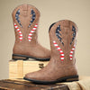 MEN'S WESTERN BOOTS WITH THICK HEEL AND FLAG PATTERN 14289234S