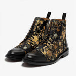 MEN'S FASHION FLORAL PATCHWORK LACE-UP FRONT BOOTS 95889082S