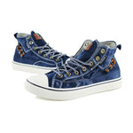 MEN'S CASUAL WASHED DENIM HIGH-TOP CANVAS SHOES 72208681S