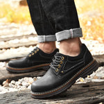 MEN'S RETRO TRENDY LACE-UP CASUAL WORK SHOES 13829634S