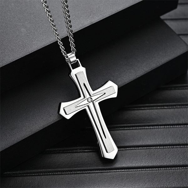 MEN'S TITANIUM STEEL CASUAL CROSS NECKLACE 31311820YL