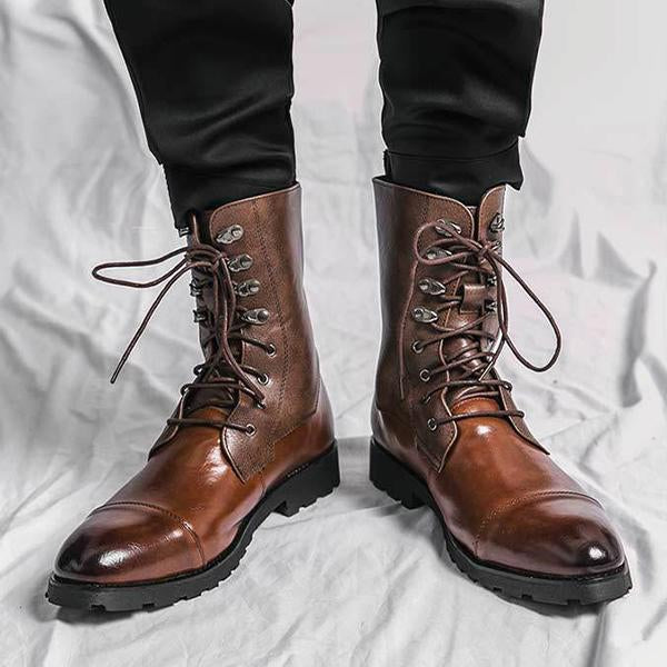 MEN'S RETRO PERSONALIZED LACE UP LEATHER BOOTS 63611355YL