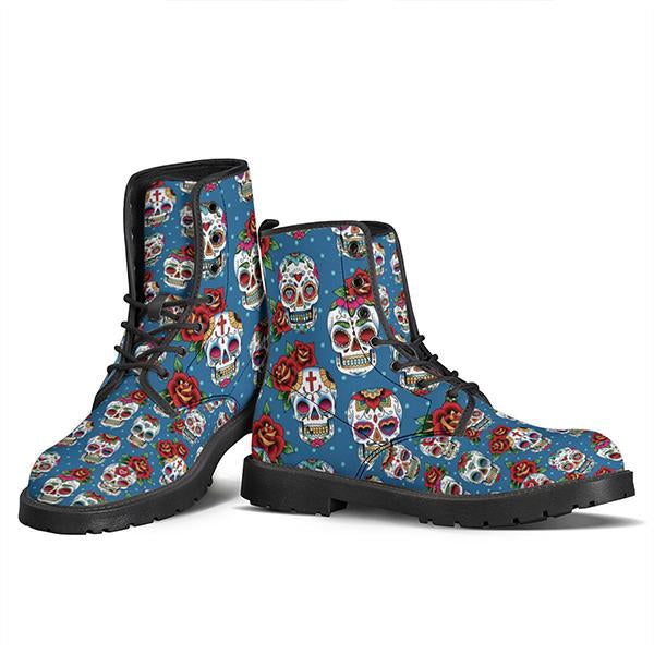 MEN'S CASUAL EASTER SKULL PATTERN LACE-UP BOOTS 60866985S